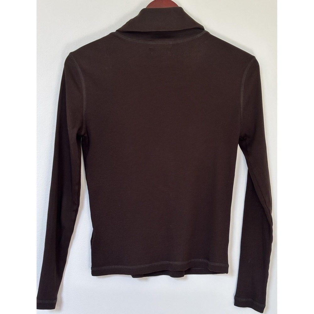 Ralph Lauren Premium Ribbed Knit Long Sleeve Top-Brown-Size Small 100% Cotton - Picture 2 of 6